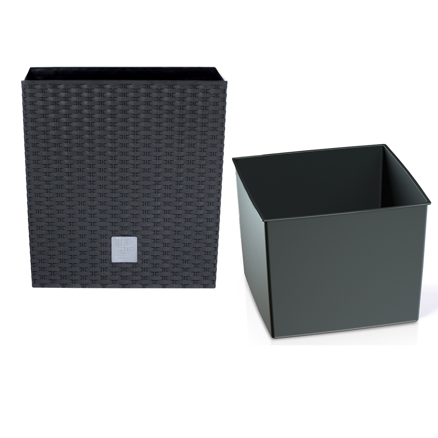 

Doniczka 17x17cm z wkładem Rattan kwadrat Antracyt