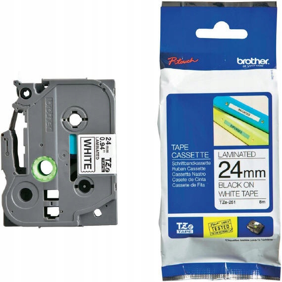 

Taśma Brother TZE-251 24mm BK/White D600VP