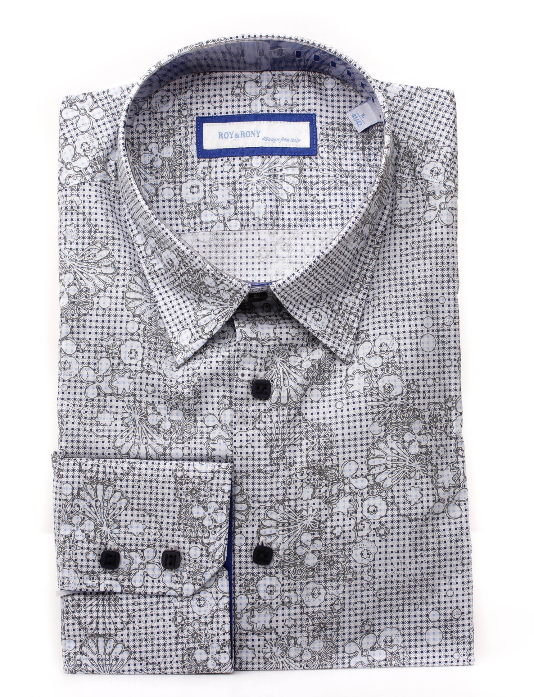 Elegantní pánská košile s květinami M 39/40 slim fit