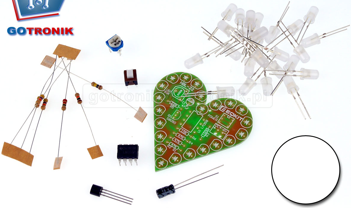 

Migające serce Led białe - DIY____________ELEK-090