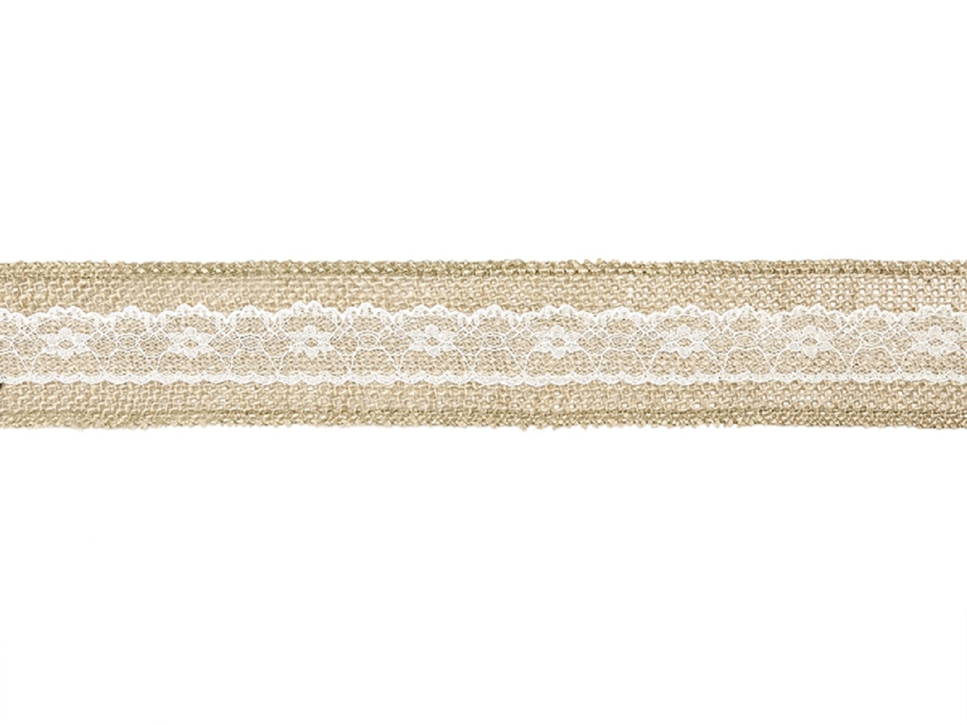 

Taśma wstążka jutowa z koronką bieżnik 5x500cm