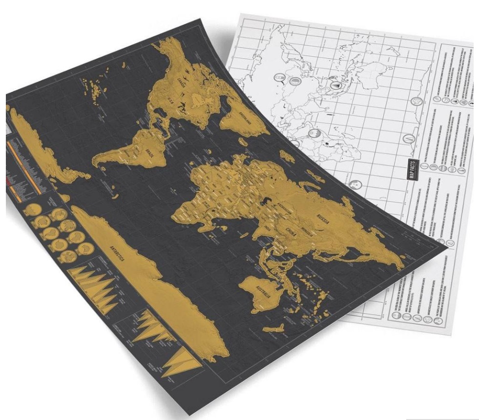 DELUXE MAPA ŚWIATA ZDRAPKA 42,5x30cm + TUBA GRATIS Waga produktu z opakowaniem jednostkowym 0.3 kg