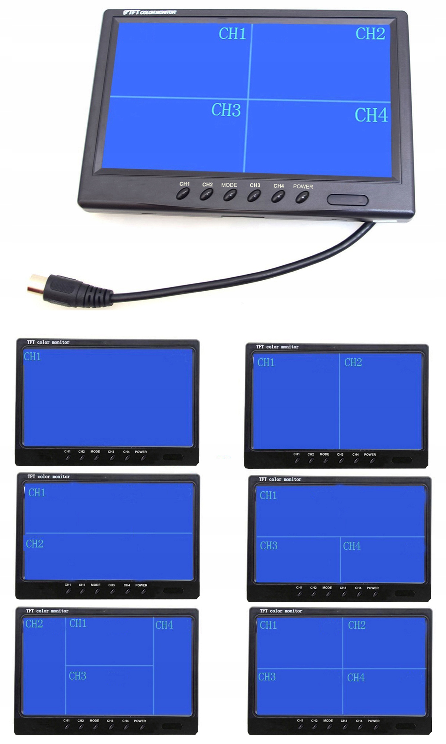 MONITOR 9 CALI PODZIAŁKA QUAD do kamer cofania Numer katalogowy producenta Monitor 9" QUAD