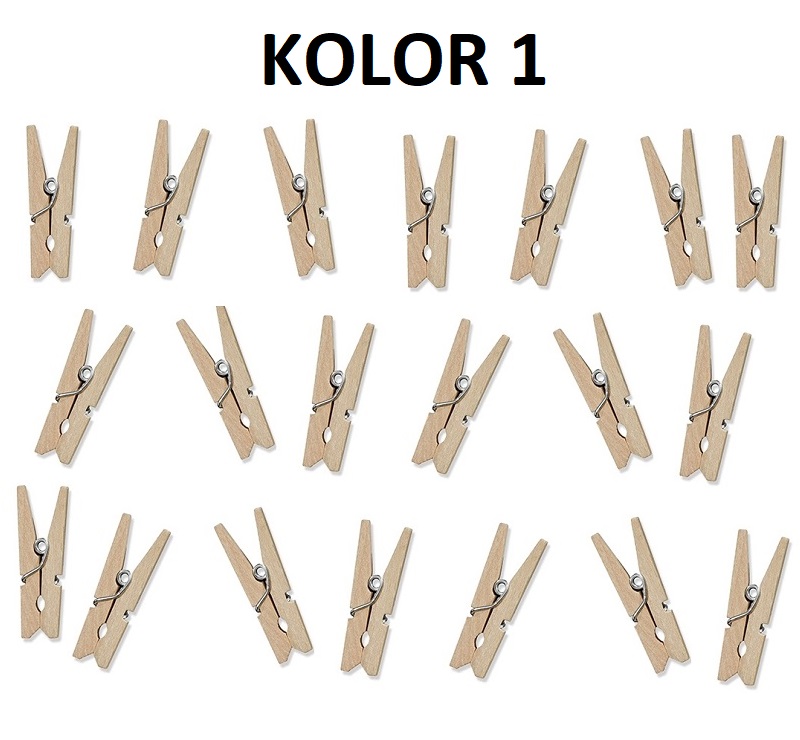 KLAMERKI DREWNIANE DO DEKORACJI 4 KOLORY 20 SZT Długość (cm) 3 cm