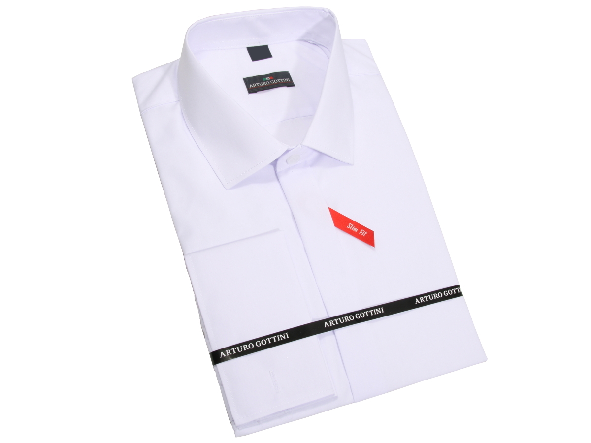 

Koszula Biała Gładka Na Spinki 46 176-182 Slim Fit