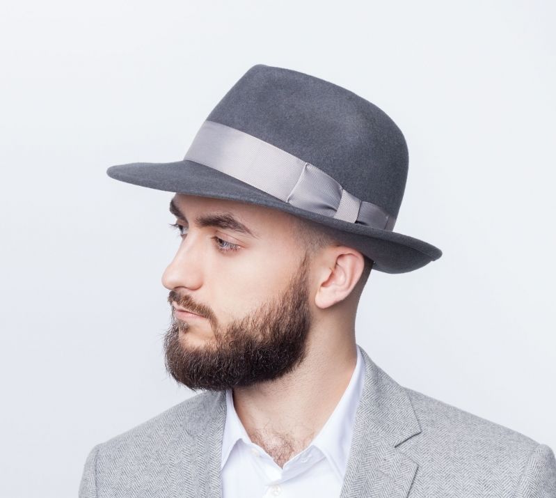 

Kapelusz męski fedora Bogart podszewka popiel 59