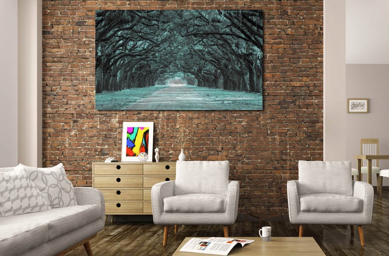 obraz ALEJA 1 miętowa - na płótnie las drzewa Marka AleObrazy