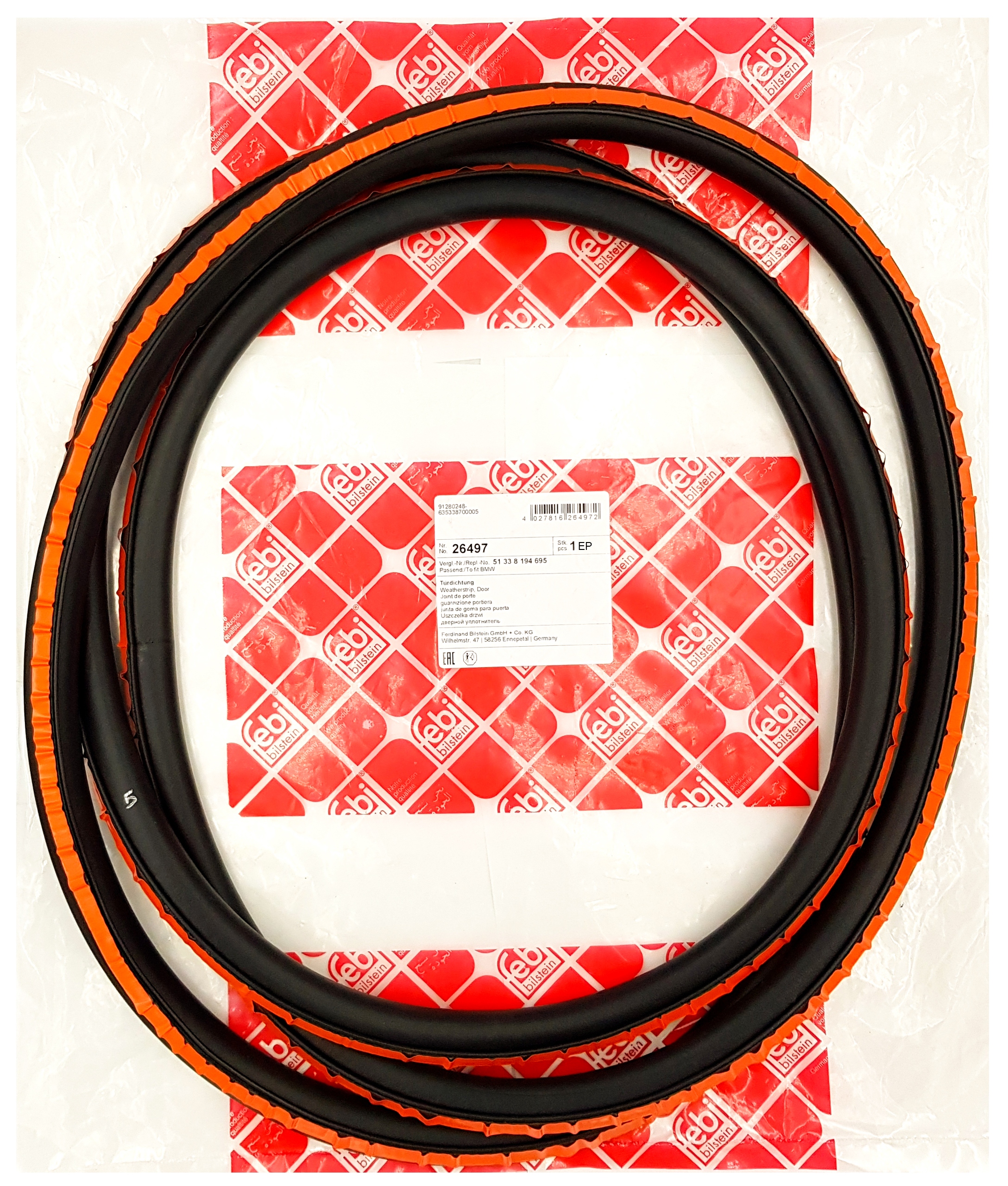 26497 - Уплотнитель двери ПД л BMW 3 E46 FEBI BILSTEIN