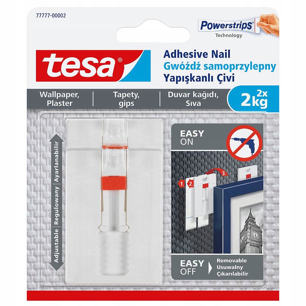 

Tesa Gwóźdź samoprzylepny reg. 2x2kg Tynk i Tapeta