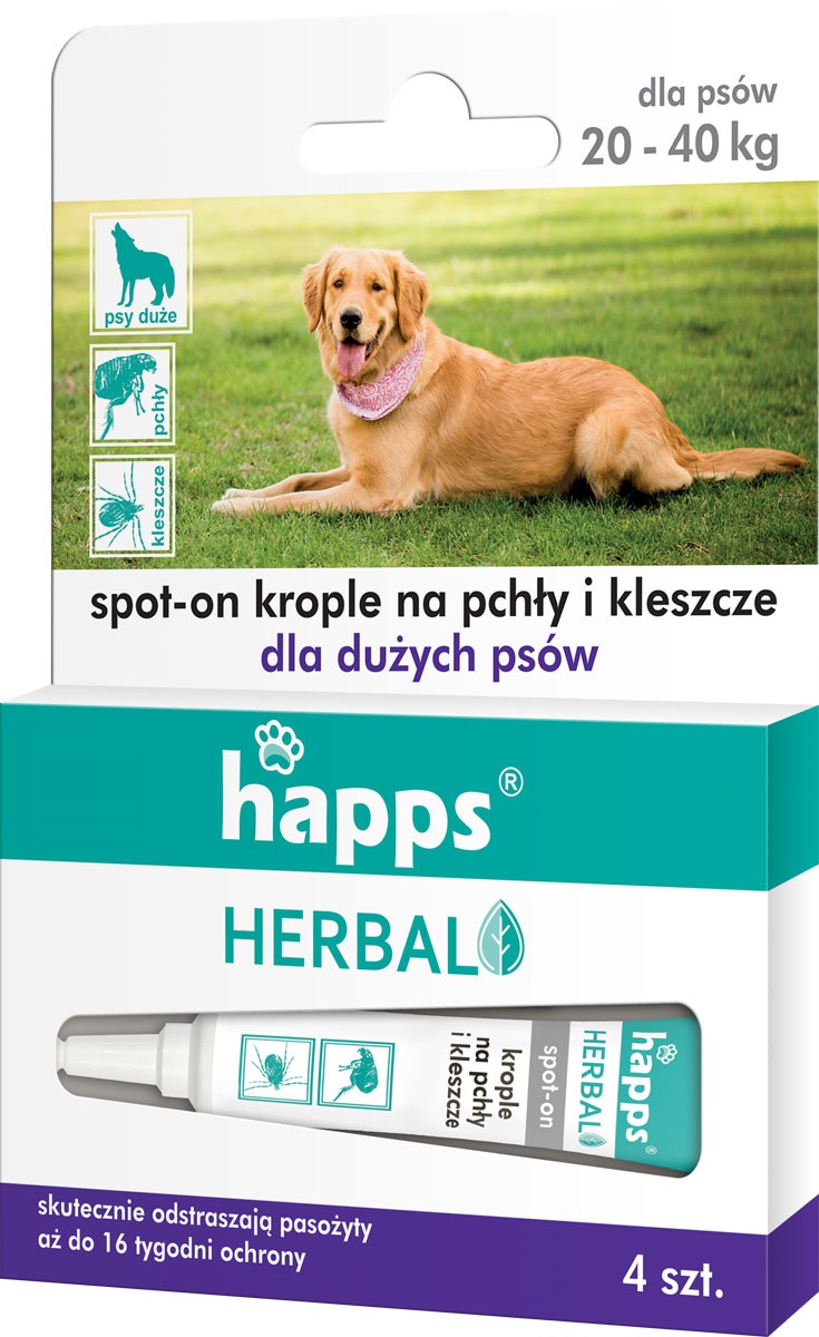 

Happs Krople Pchły I Kleszcze Dla Psów Do 40KG
