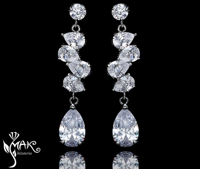 KOL686/12 KOLCZYKI ślubne biżuteria ślubna na ślub Rodzaj zapięcia sztyft