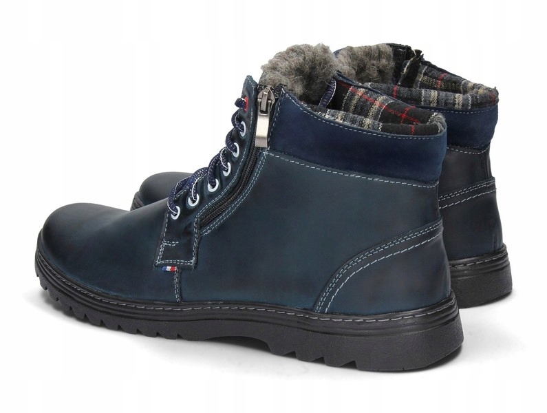 ZIMOWY TRAMPEK TRZEWIK SKÓRA SUWAK 910 NAVY 48 Materiał zewnętrzny skóra naturalna
