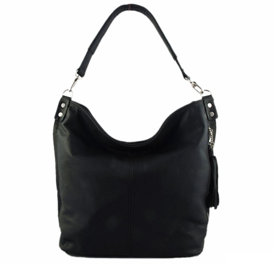 TOREBKA SKÓRZANA WOREK CZARNA LISTONOSZKA TORBA Styl miejski