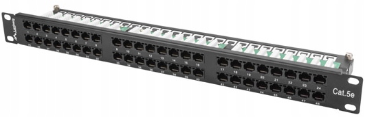 Patch Panel 48 Port 1U KAT.5E Utp Czarny Lanberg