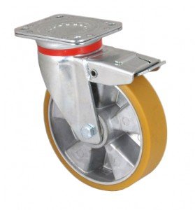 Otočná Pojezdová Kolečka Fi 125 MM 500 Kg Polyuretanová Kola S Brzdou Pro Vozíky