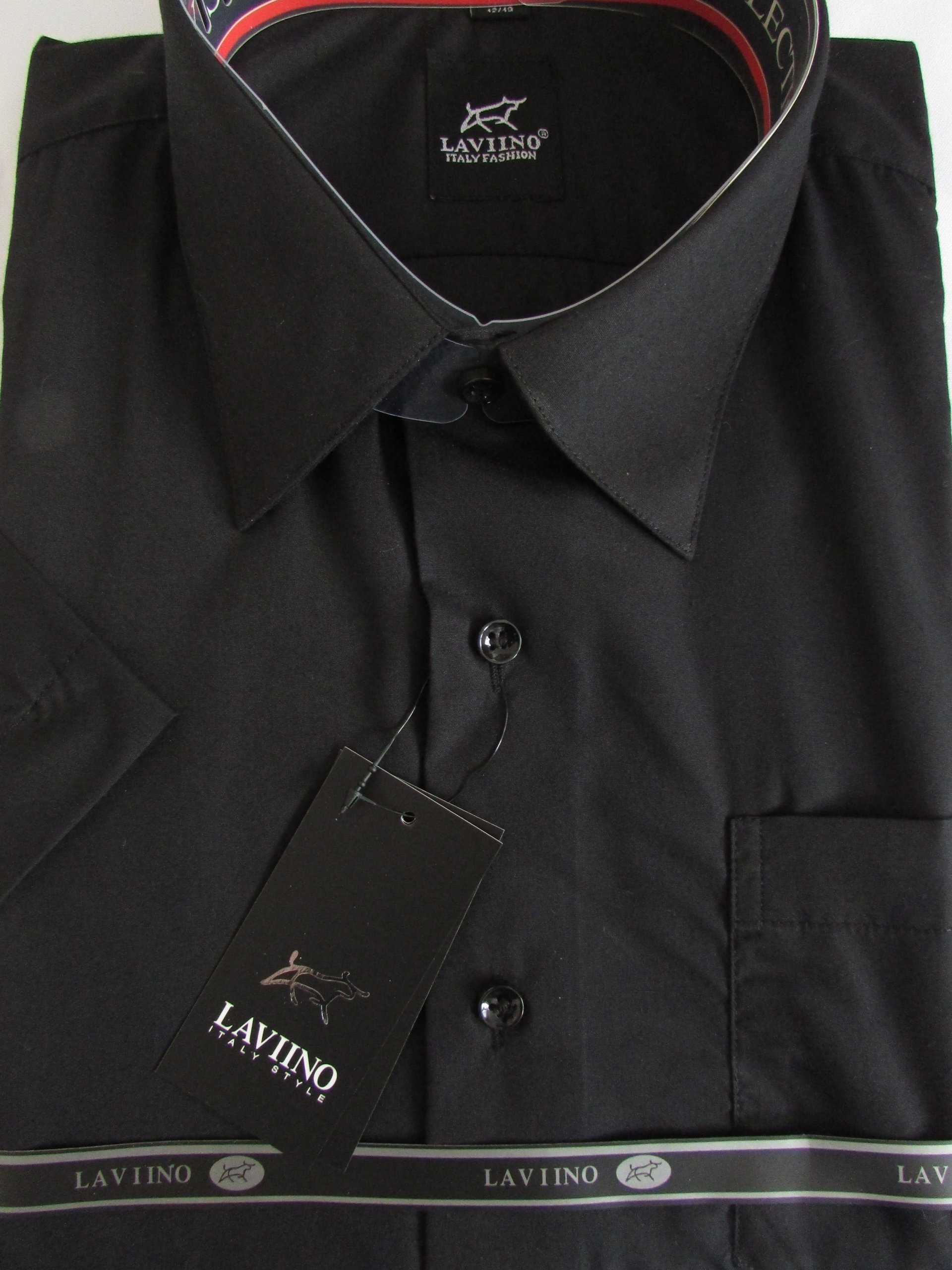 KLASYCZNA CZARNA KOSZULA MĘSKA krótki rękaw 40/41 Rozmiar M/L