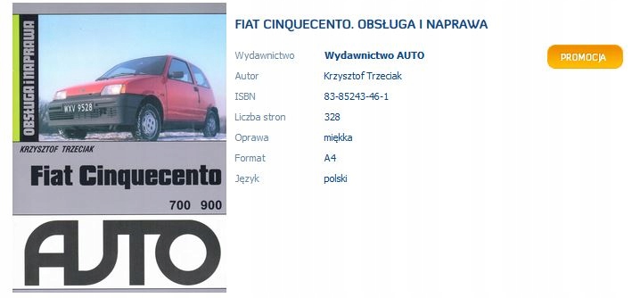 Fiat Cinquecento 700 Obsługa I Naprawa Samochodu - 98,34 Zł - Allegro.pl - Raty 0%, Darmowa Dostawa Ze Smart! - Pionki - Id Oferty: 7668570582