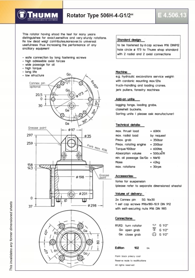 Rotator Thumm Typ 506 H-4-G1/2 6 ton -czerpak- HDS Producent części inny