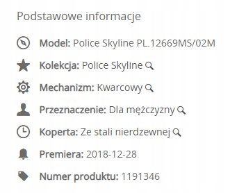 _Police Skyline 12669M Rodzaj analogowo - cyfrowe