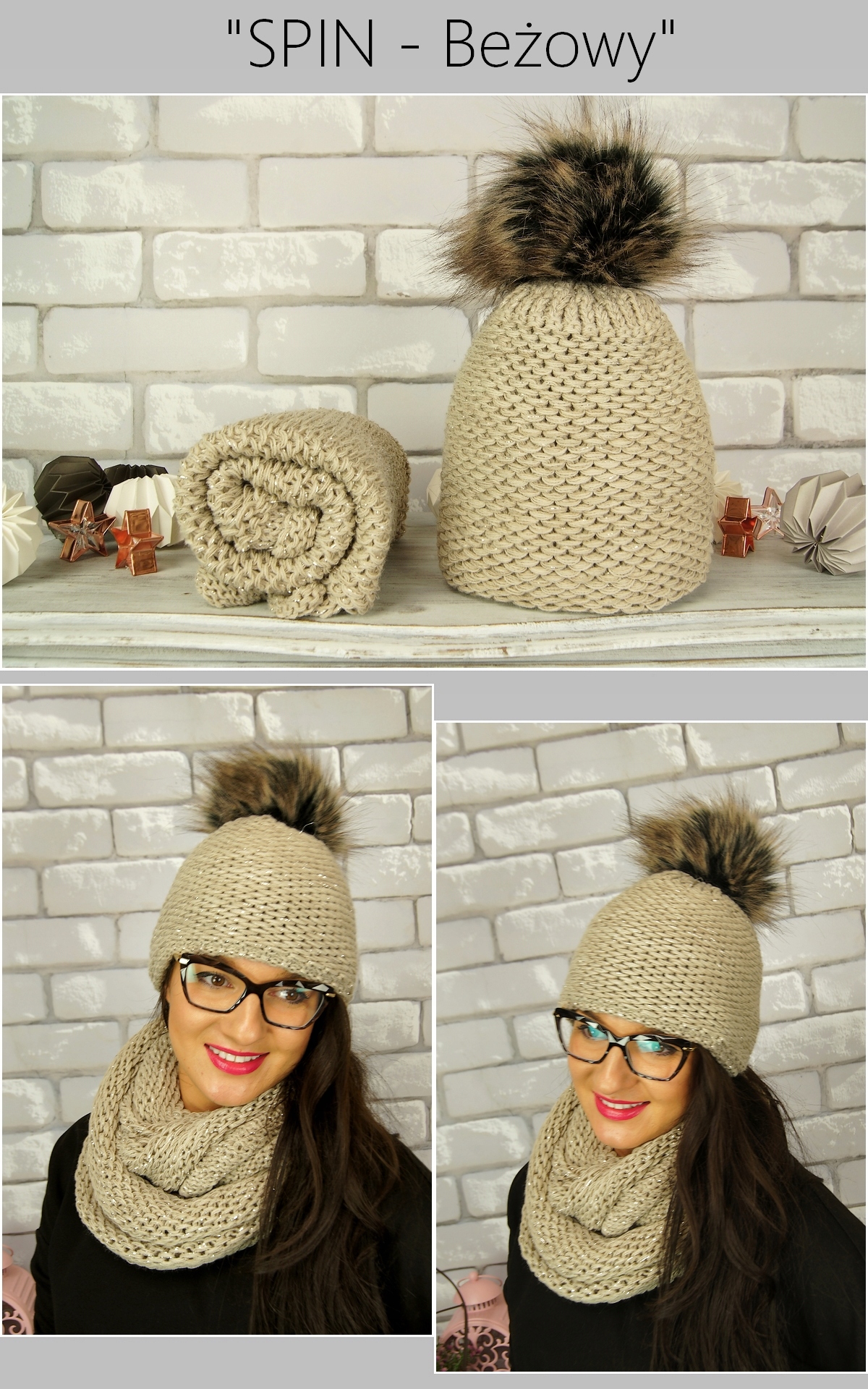 POLSKI KOMPLET CZAPKA + KOMIN Pleciony ~ KOLORY Marka Distribution4you