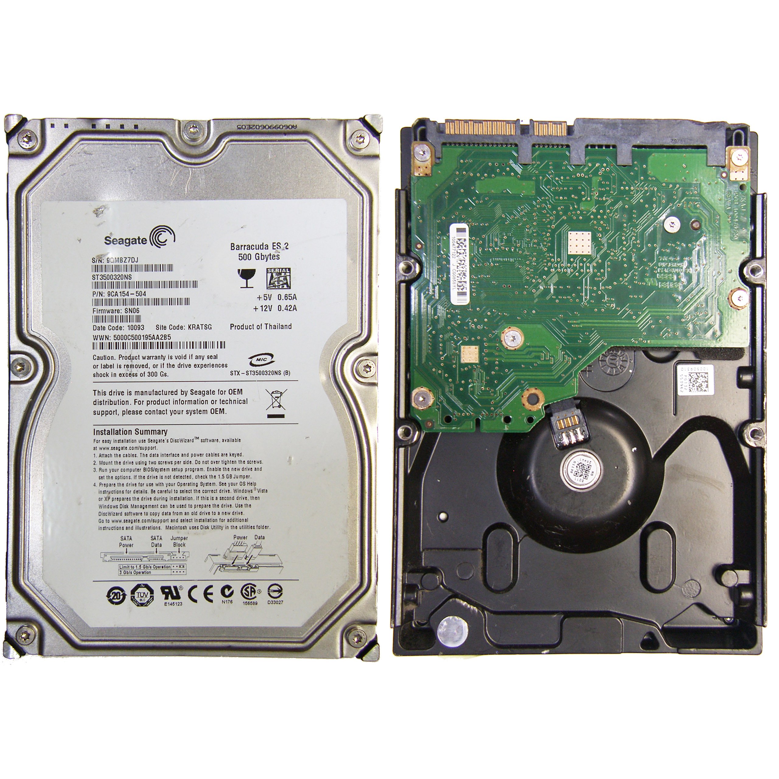 SEAGATE ST3500320NS | FW SN06 | darca QzM