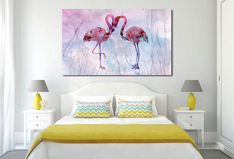 obraz FLAMINGI 9 - ptak ptaki flamingi róż fiolet Marka AleObrazy