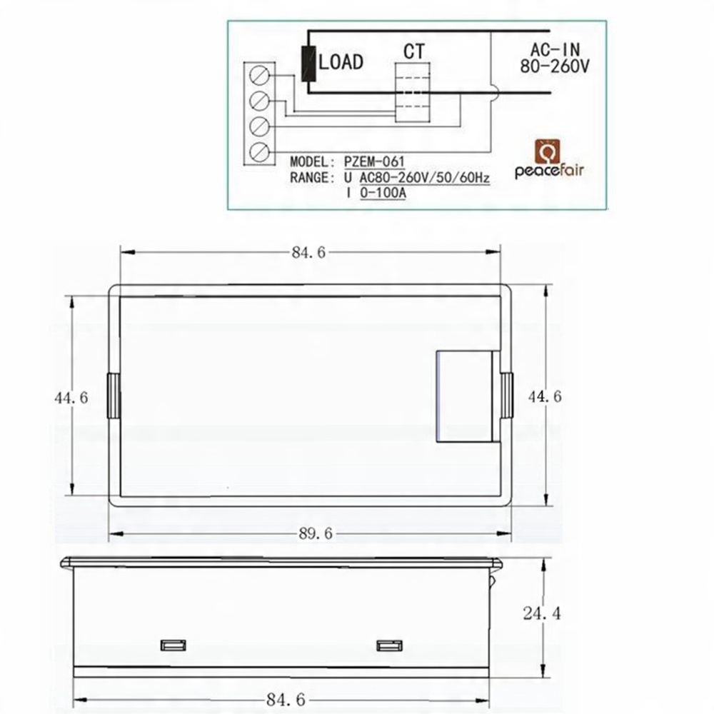 Измеритель мощности вольтметр амперметр 80-260vac 100A цифровой тип