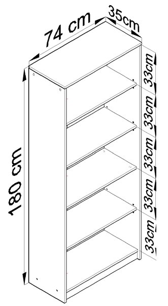 Regał biurowy otwarty szafa na książki R6 SONOMA ROB Wysokość mebla 180 cm