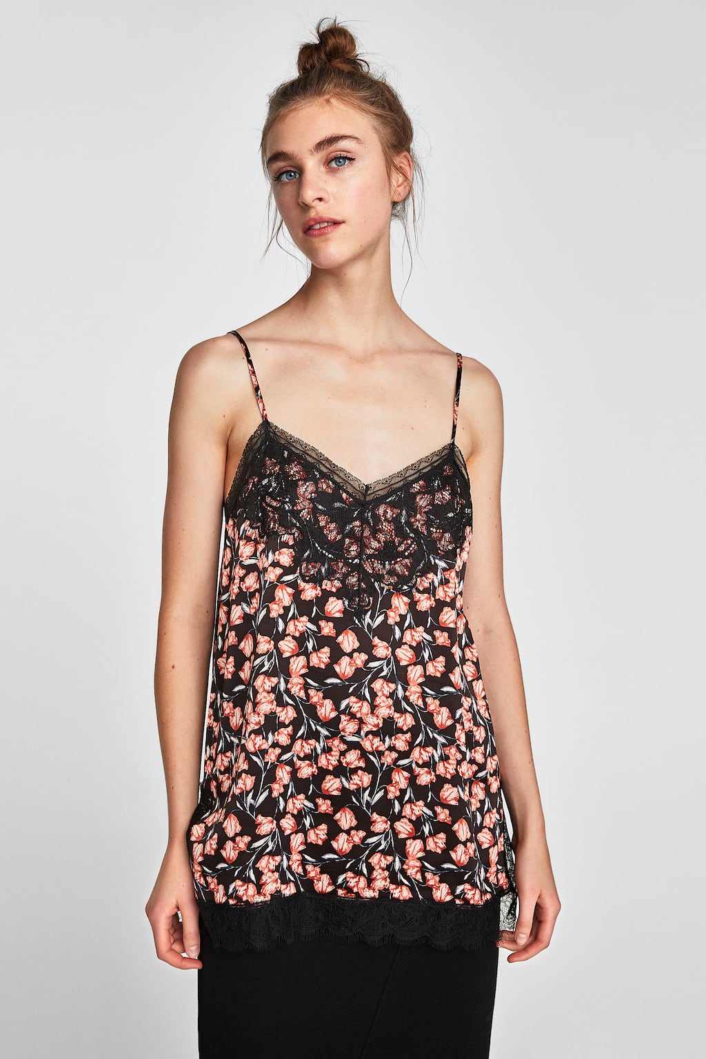 ZARA TOP ZE WSTAWKĄ Z KORONKI S Marka Zara