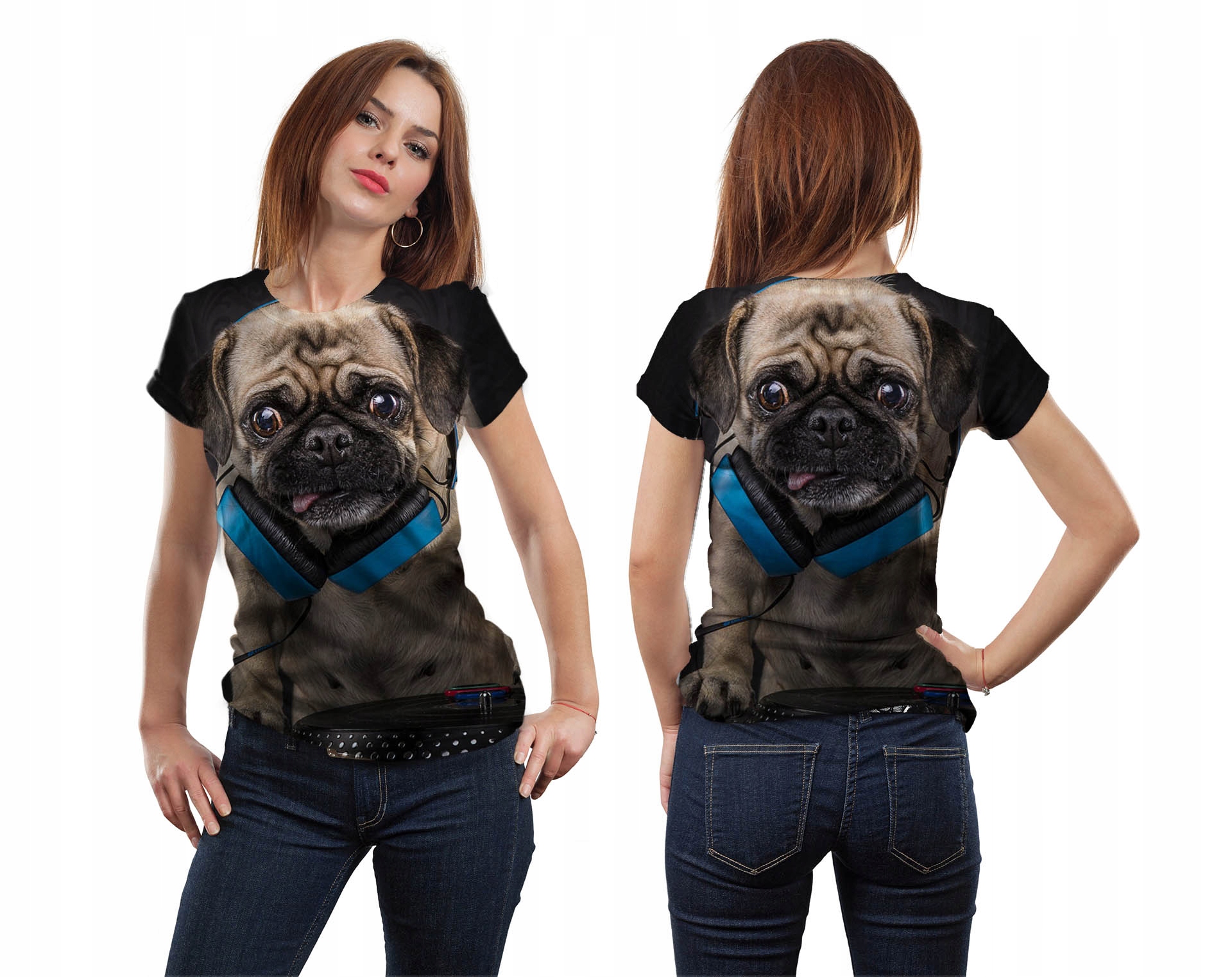 

Koszulka Fullprint T-shirt Mopsik S Nadruk 3D Pl