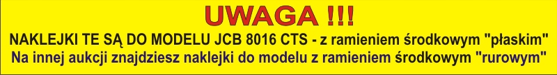 NAKLEJKI JCB 8016 CTS + piktogramy - RAMIE PŁASKIE Typ maszyny Koparka Koparko-ładowarka Inny