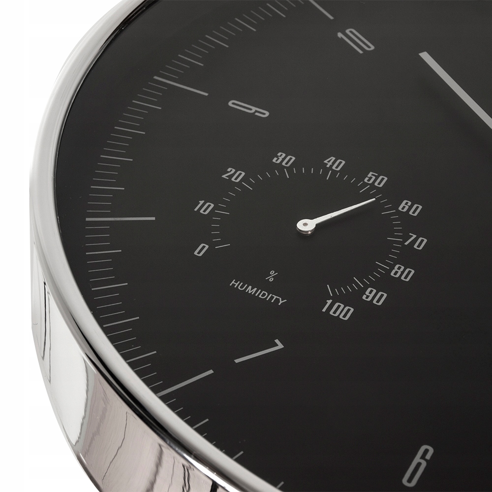 ZEGAR ŚCIENNY DUŻY 30CM CICHY SREBRNY NOWOCZESNY TERMOMETR WILGOTNOŚĆ Kod producenta CE60S