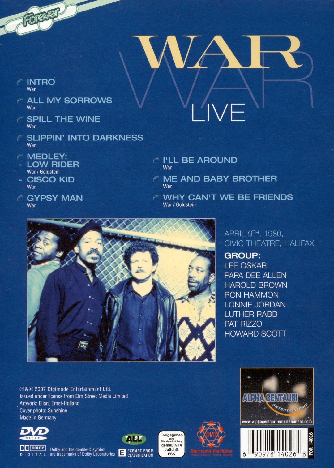 WAR - LIVE 1980 CIVIC THEATRE HALIFAX DVD NOWA 12538171686