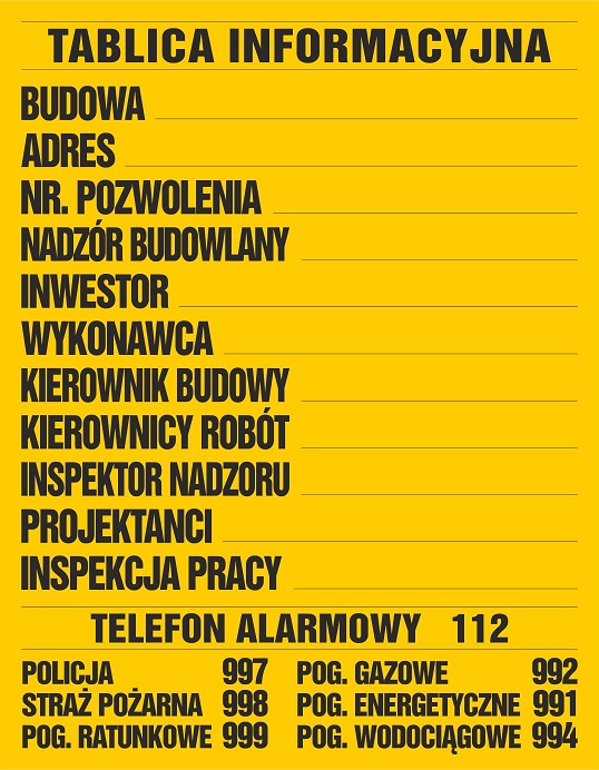 

Tablica informacyjna budowy 70x90