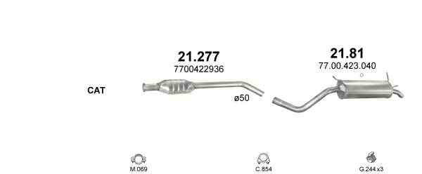 Tłumik końcowy Renault Megane I+Scenic I poj.1,6-1,8-2,0 Producent części Polmostrów