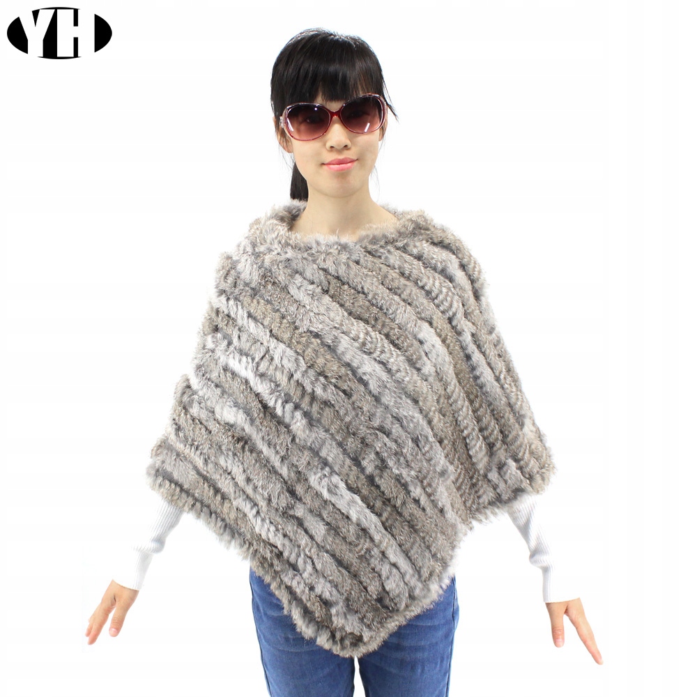 PONCZO Z KRÓLIKA KRÓLIK NATURALNE FUTRO FUTRZANE Marka inna