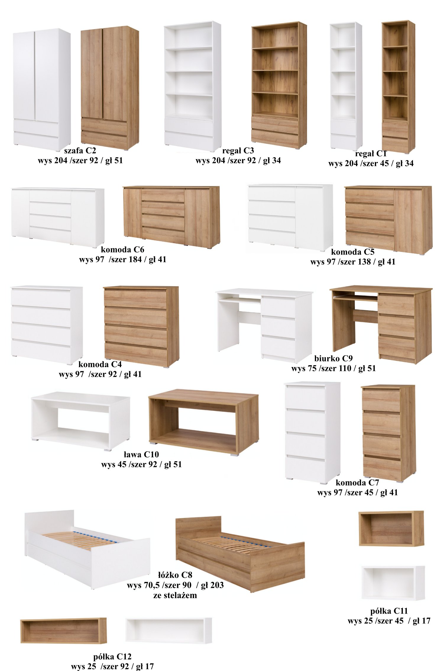 Łóżko Młodzieżowe 90x200cm Dąb Riviera KOSS 15 Marka inna