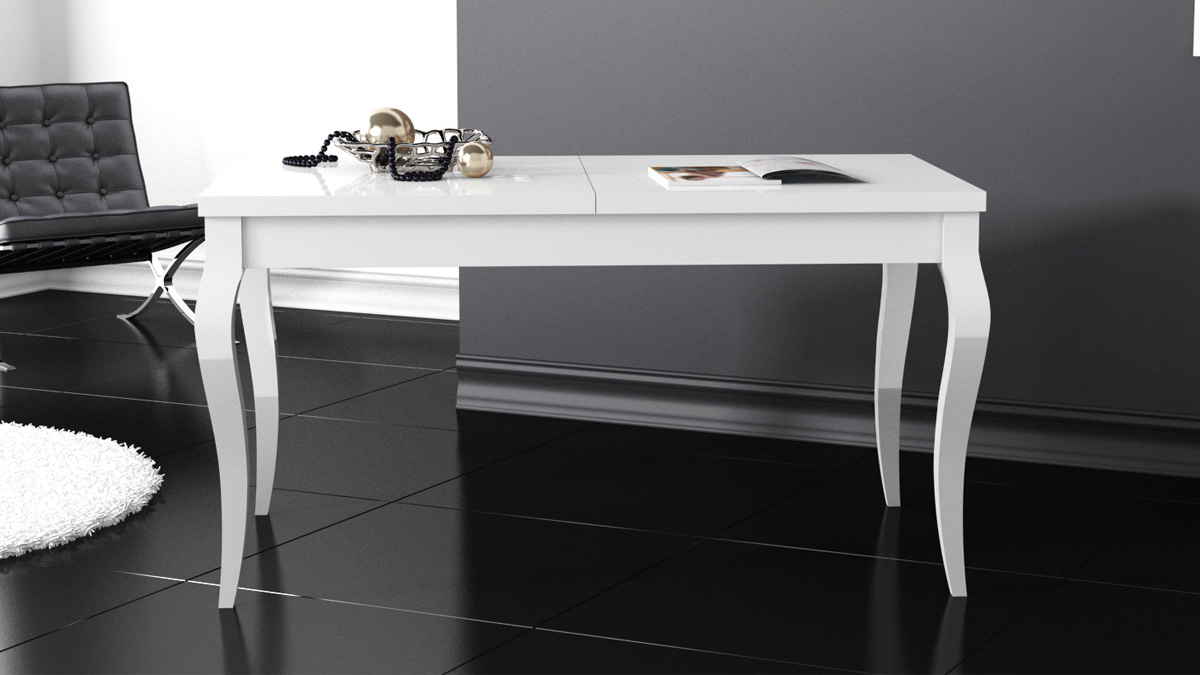 ROZKŁADANY STÓŁ BIAŁY CZARNY WYSOKI POŁYSK GLAMOUR Kolekcja IM-LUMINA