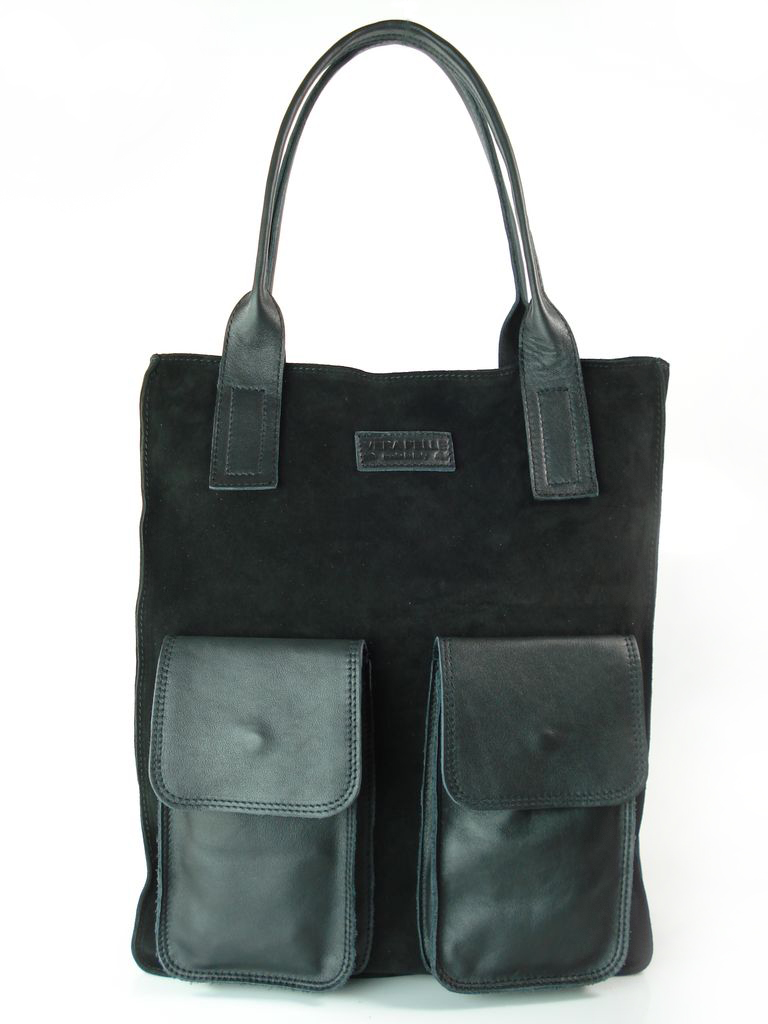 

Zamszowa Torba Vera Pelle Shopper Bag Czarna
