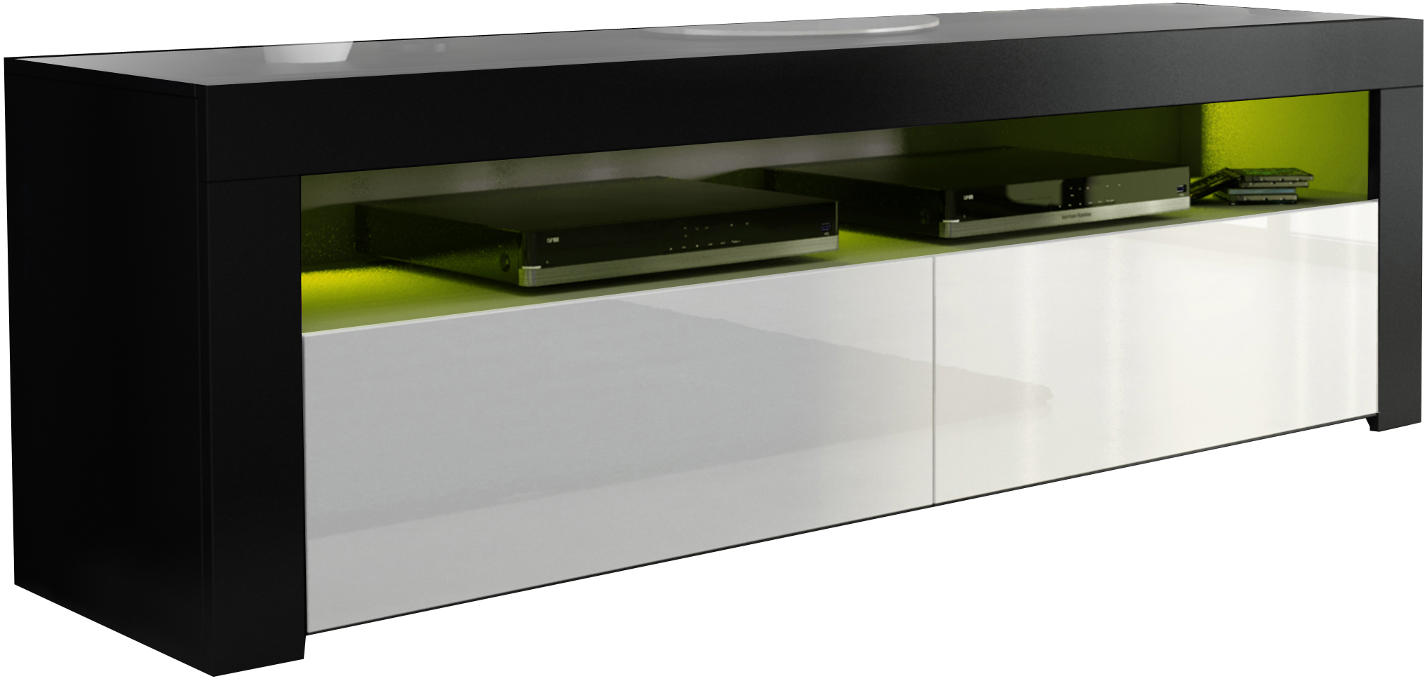 

Komoda Szafka Rtv czarny biały Połysk 160cm
