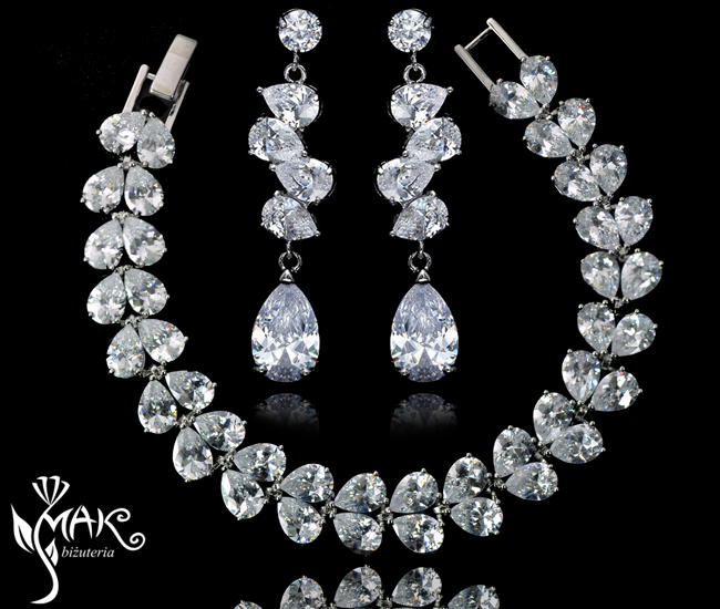 KOL686/12 KOLCZYKI ślubne biżuteria ślubna na ślub Materiał Inny