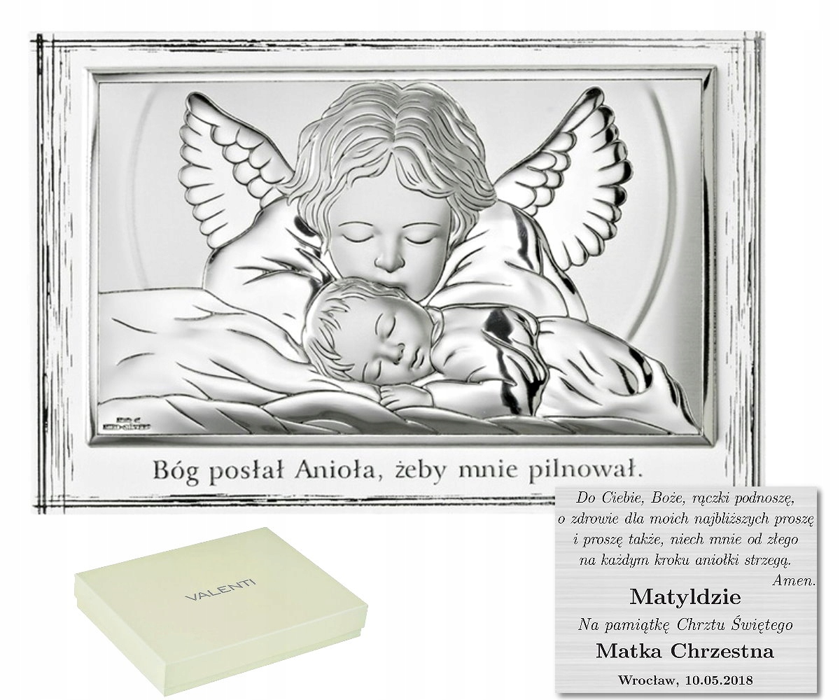 Obrázek Stříbrný anděl Stáhnout Vzpomínka na křest 11x17