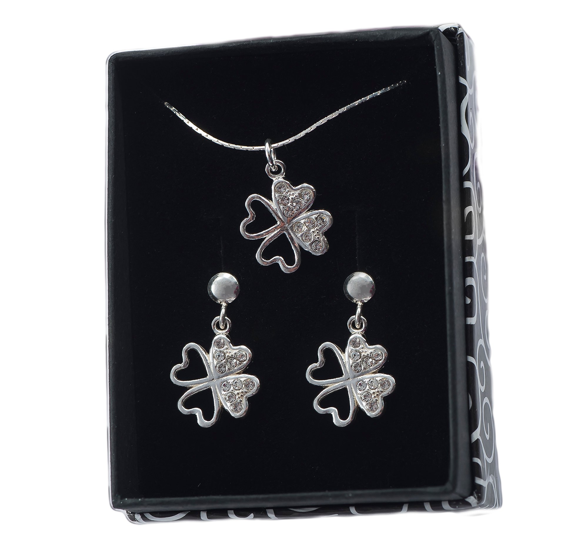 

Celebrytka Komplet Koniczynki z Swarovski Cyrkonią