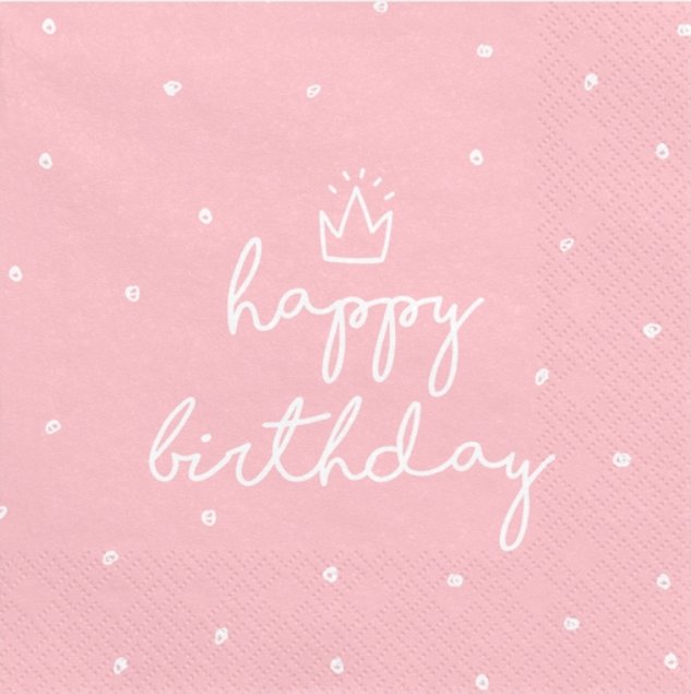 

Serwetki Różowe Róż Pudrowy Happy Birthday Roczek