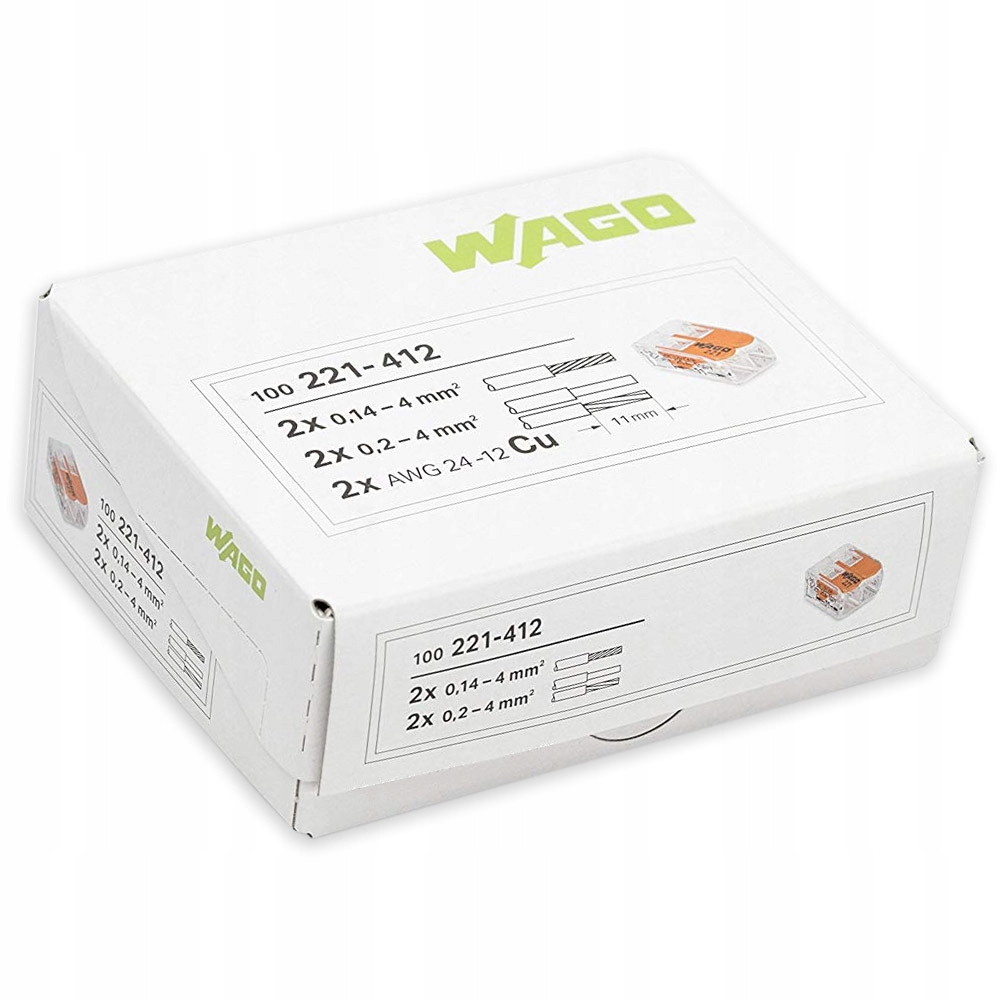 

Szybkozłączka Uniwersalna Wago 2x0,2-4mm² 100szt.