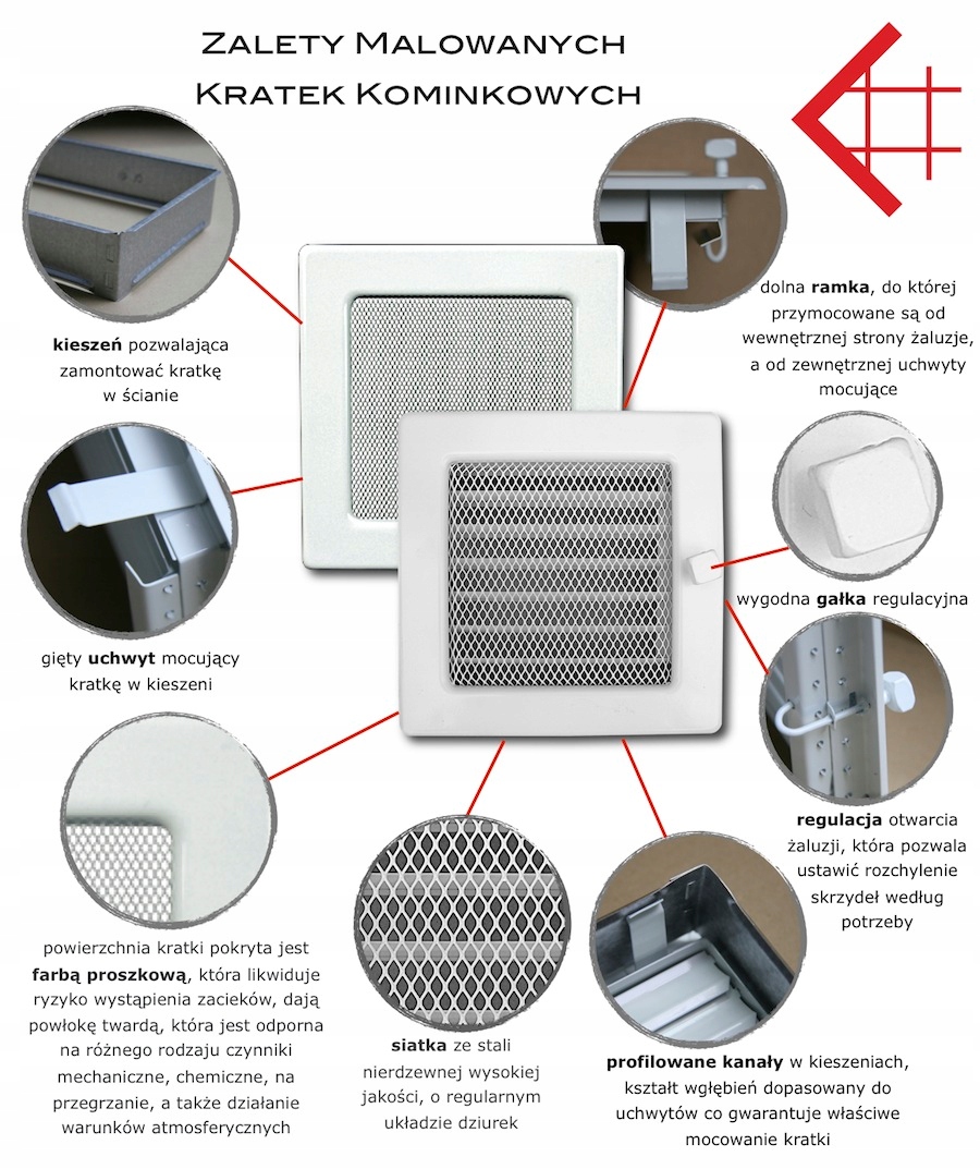 Kratka kominkowa wentylacyjna 17x30cm Miedź Waga produktu z opakowaniem jednostkowym 0.6 kg