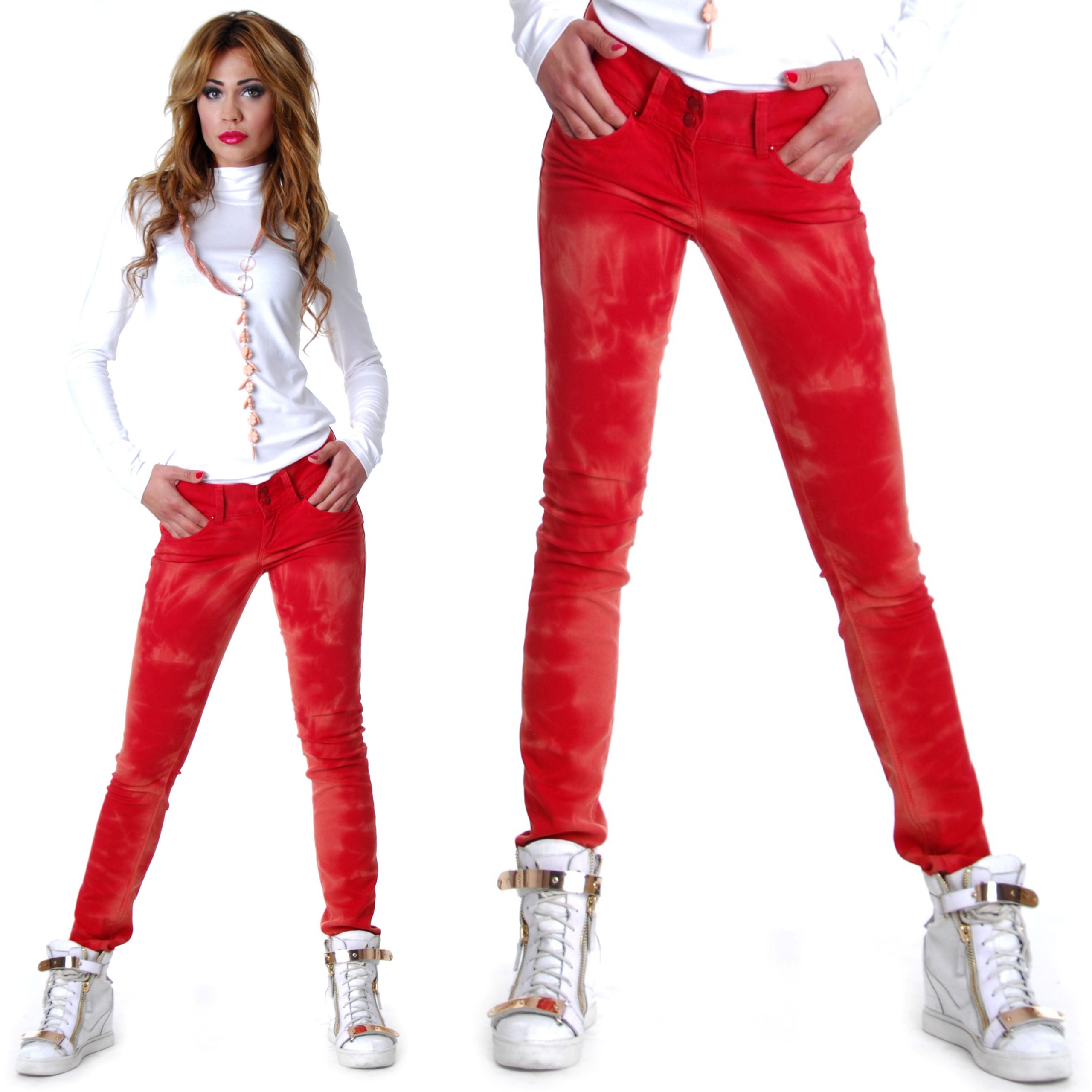 

Markowe Jeansy Only Rurki Wrzosowe Czerwone 318