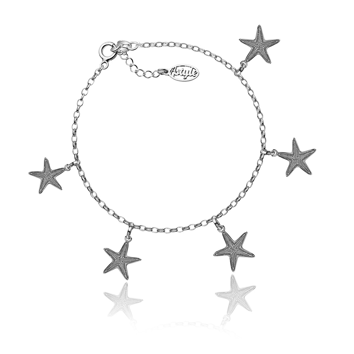 Náramek na nohu hvězdice rhodiovaný