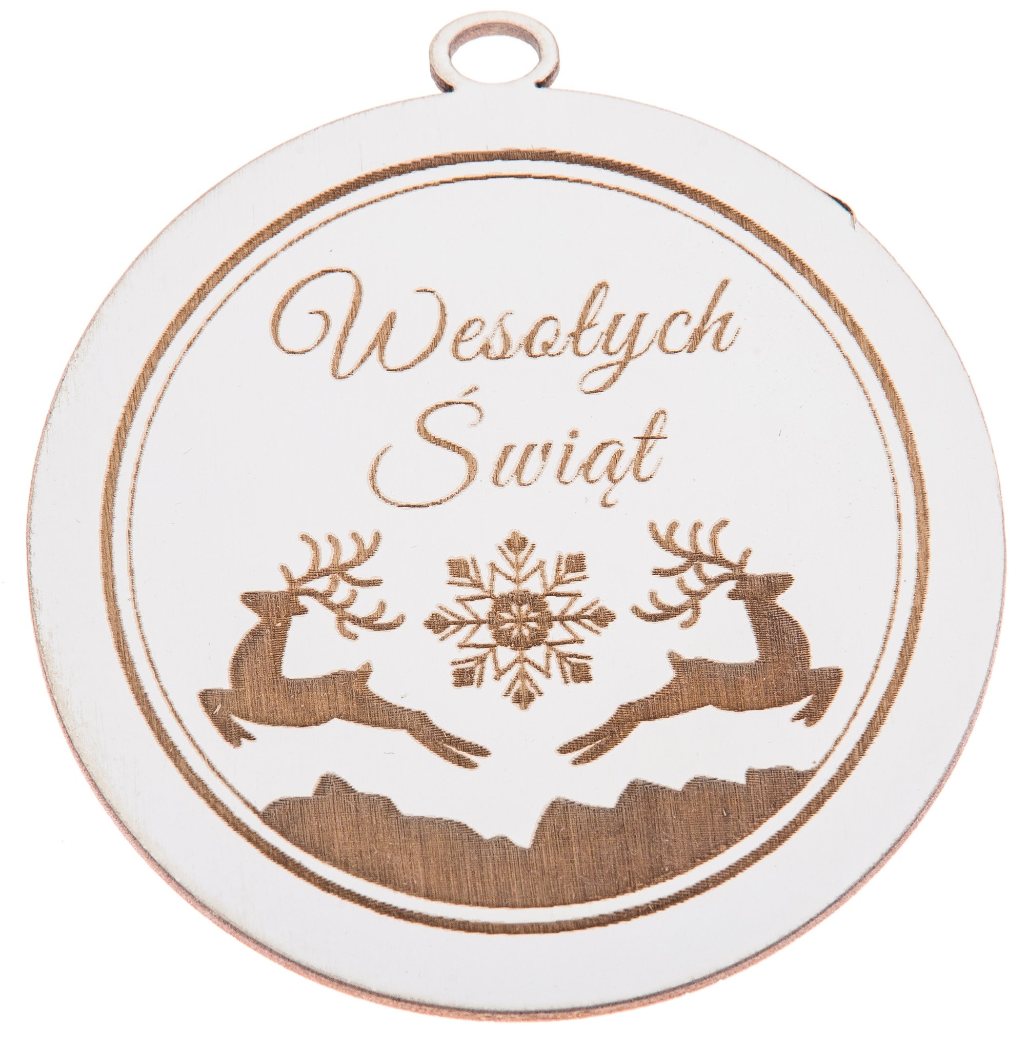 

Bombka na choinkę Zawieszka Premium biała 8cm Eko