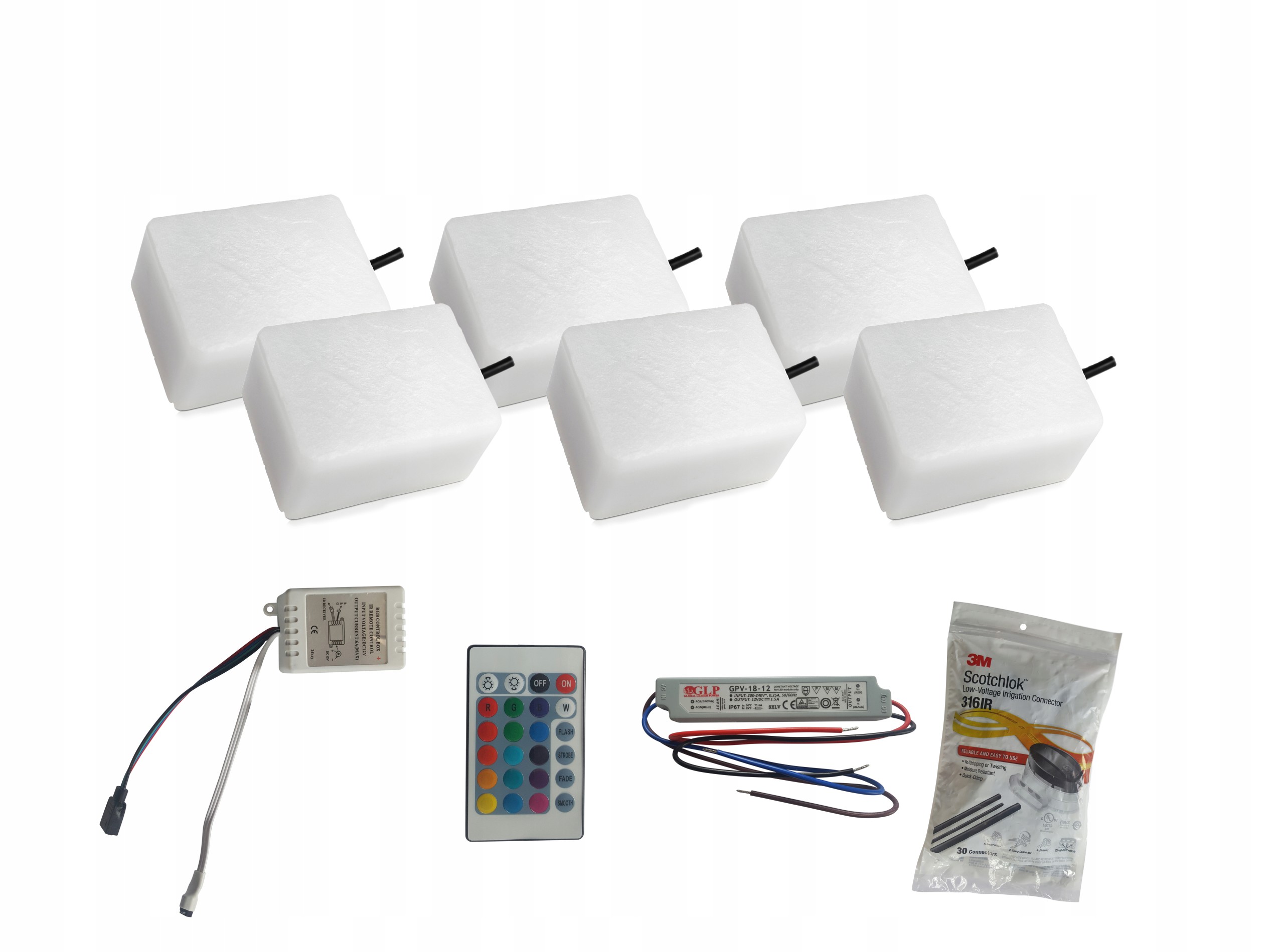 6 x Svítící Led dlažební kostka 9X12 Nostalit Rgb